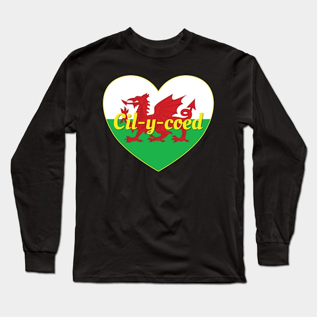 Cil-y-coed Cymru UK Baner Cymru Calon Long Sleeve T-Shirt by DPattonPD